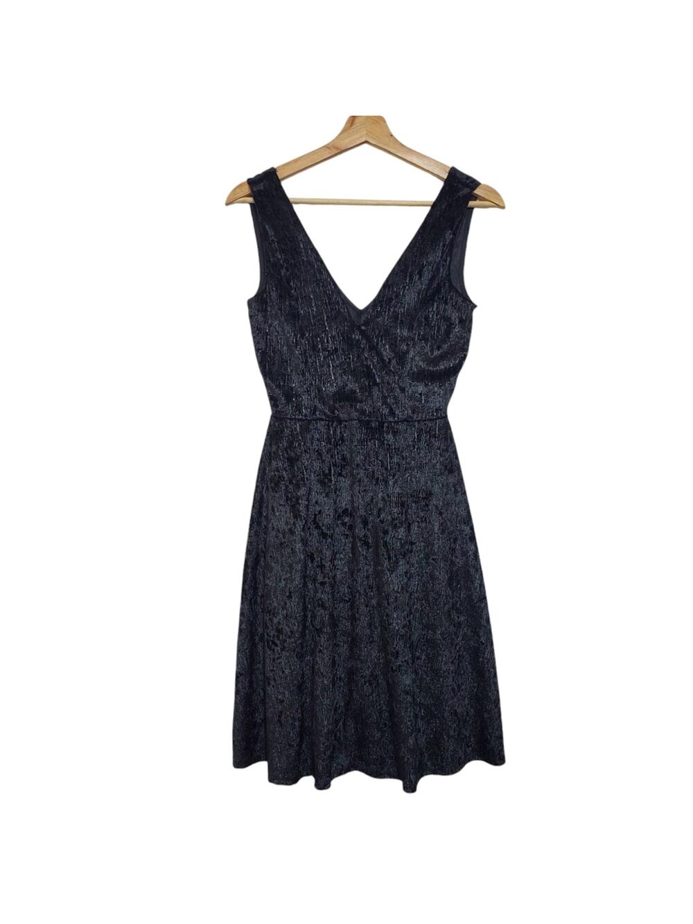 Belinda | Textured Patterned Soft Velour Fit and Flare V-Neck Dress